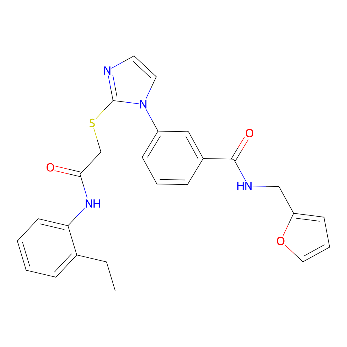 3-[2-({[(2-ethylphenyl)carbamoyl]methyl}sulfanyl)-1H-imidazol-1-yl]-N-[(furan-2-yl)methyl]benzamide molecular structure, CAS 1115440-53-3