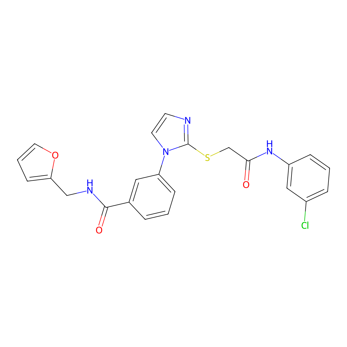 3-[2-({[(3-chlorophenyl)carbamoyl]methyl}sulfanyl)-1H-imidazol-1-yl]-N-[(furan-2-yl)methyl]benzamide molecular structure, CAS 1115440-63-5
