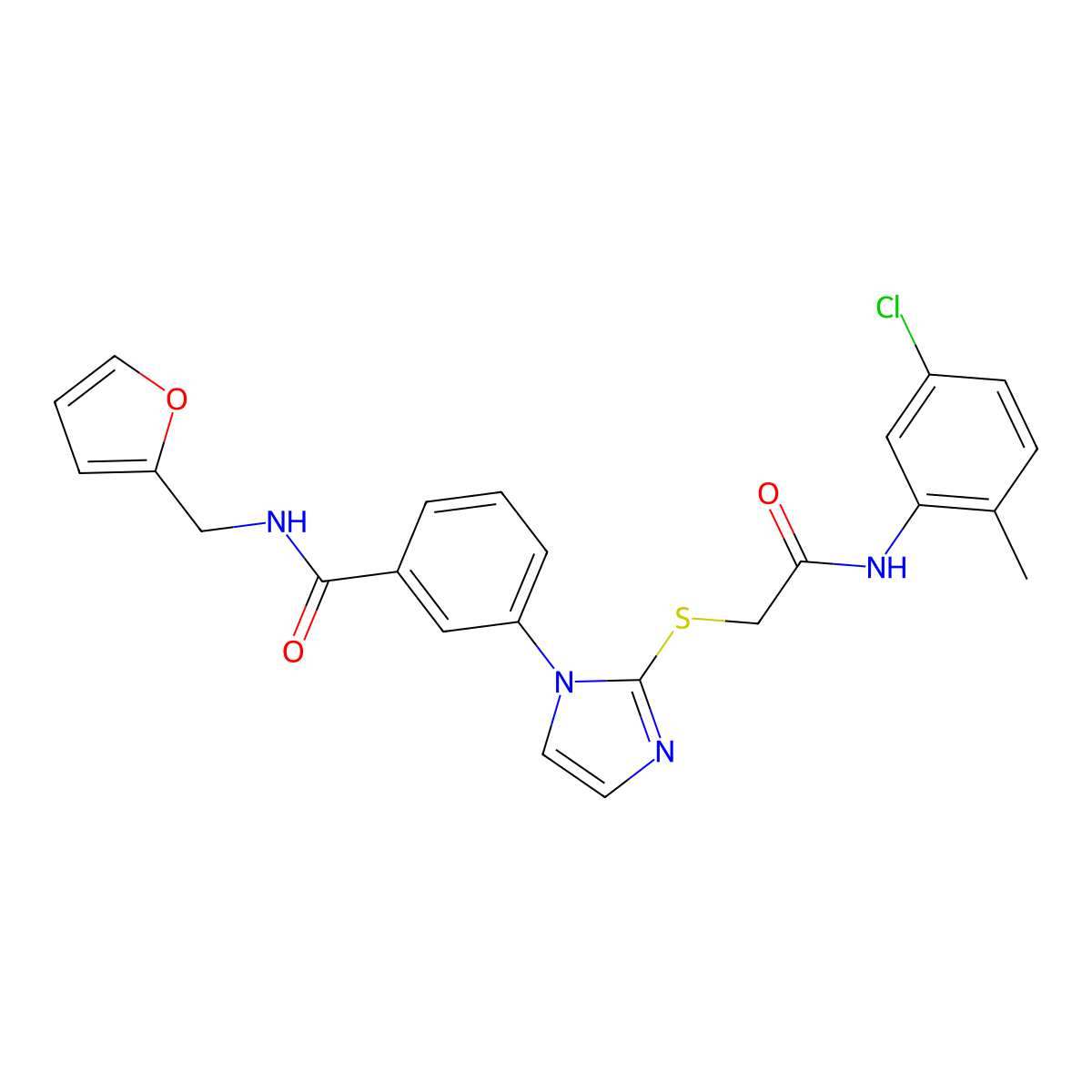 3-[2-({[(5-chloro-2-methylphenyl)carbamoyl]methyl}sulfanyl)-1H-imidazol-1-yl]-N-[(furan-2-yl)methyl]benzamide molecular structure, CAS 1115440-65-7