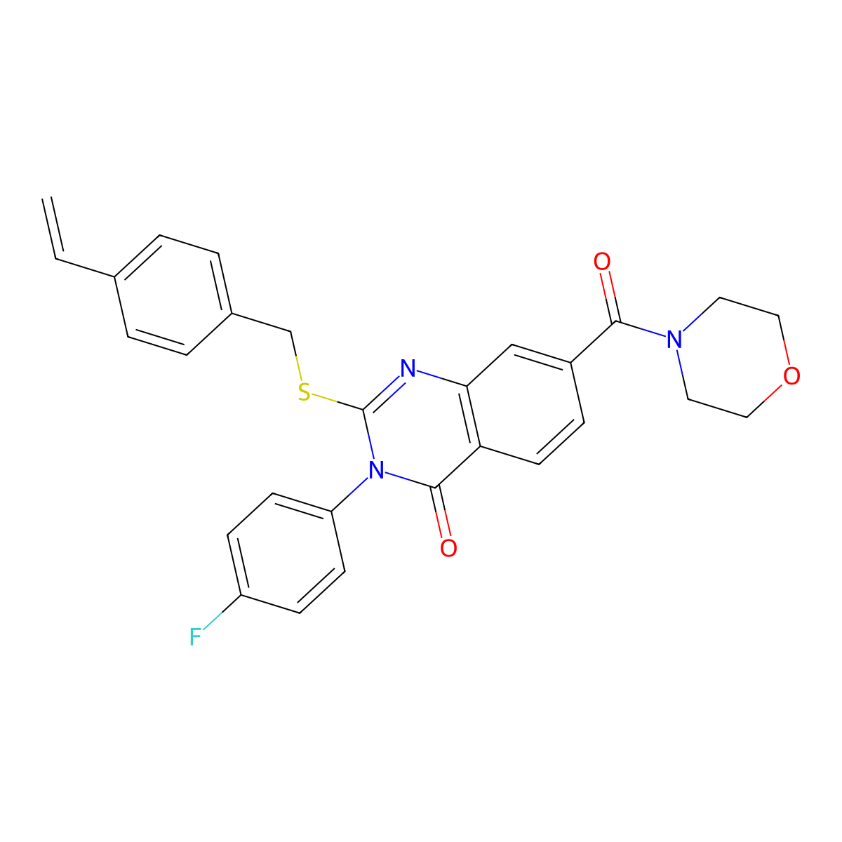3-(4-fluorophenyl)-7-(morpholin-4-ylcarbonyl)-2-[(4-vinylbenzyl)thio]quinazolin-4(3H)-one molecular structure, CAS 1115453-02-5