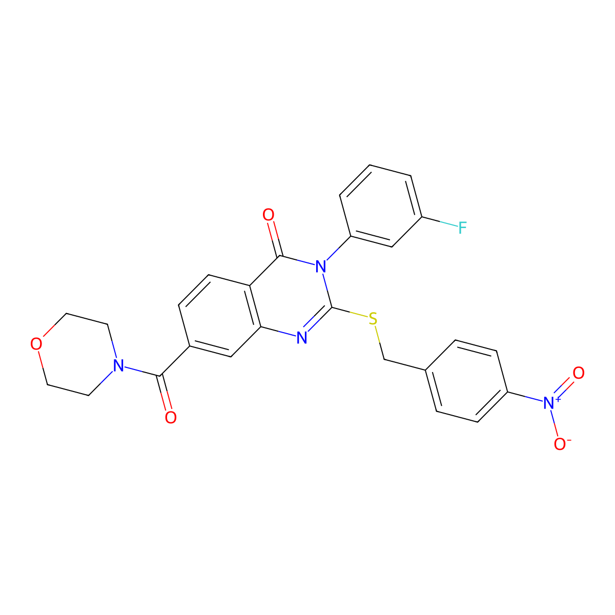 3-(3-fluorophenyl)-7-(morpholine-4-carbonyl)-2-((4-nitrobenzyl)thio)quinazolin-4(3H)-one molecular structure, CAS 1115453-45-6