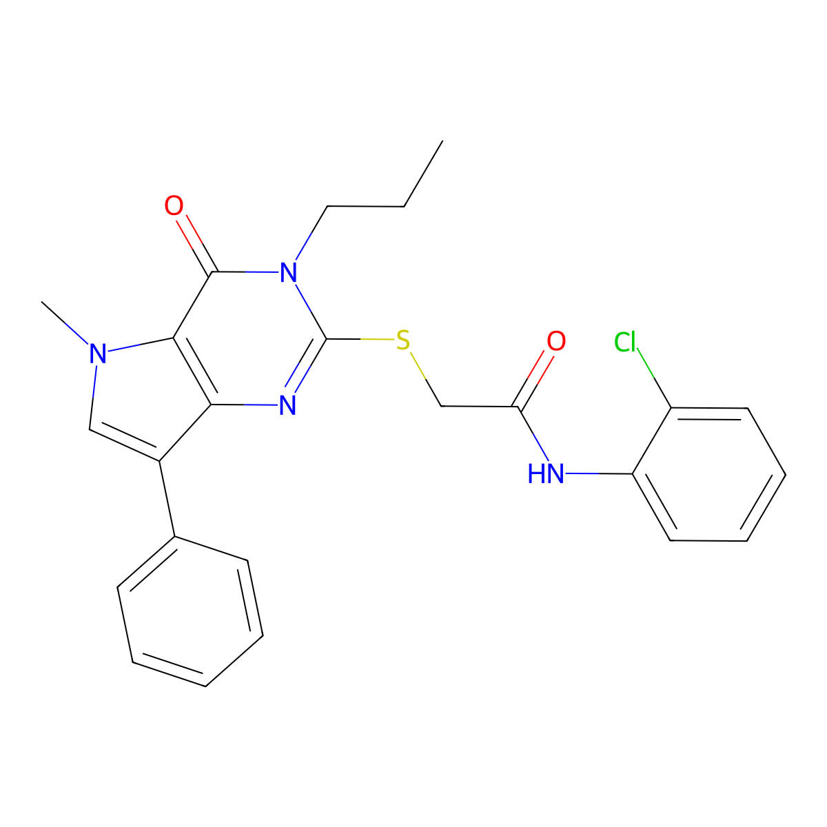 N-(2-chlorophenyl)-2-({5-methyl-4-oxo-7-phenyl-3-propyl-3H,4H,5H-pyrrolo[3,2-d]pyrimidin-2-yl}sulfanyl)acetamide molecular structure, CAS 1115457-95-8