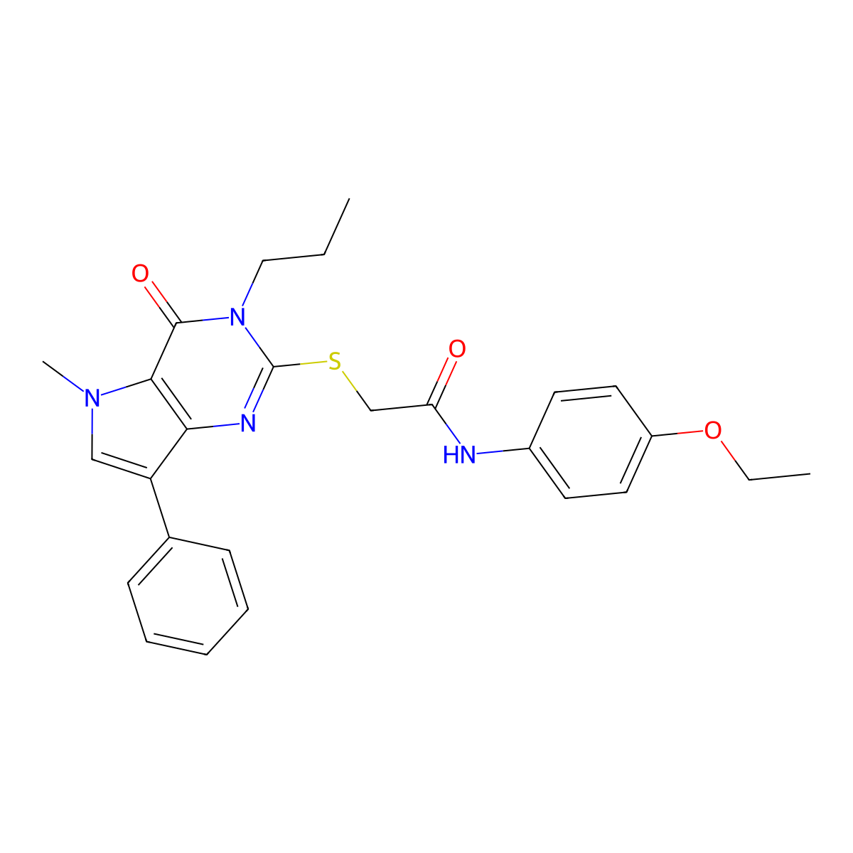 N-(4-ethoxyphenyl)-2-((5-methyl-4-oxo-7-phenyl-3-propyl-4,5-dihydro-3H-pyrrolo[3,2-d]pyrimidin-2-yl)thio)acetamide molecular structure, CAS 1115457-97-0