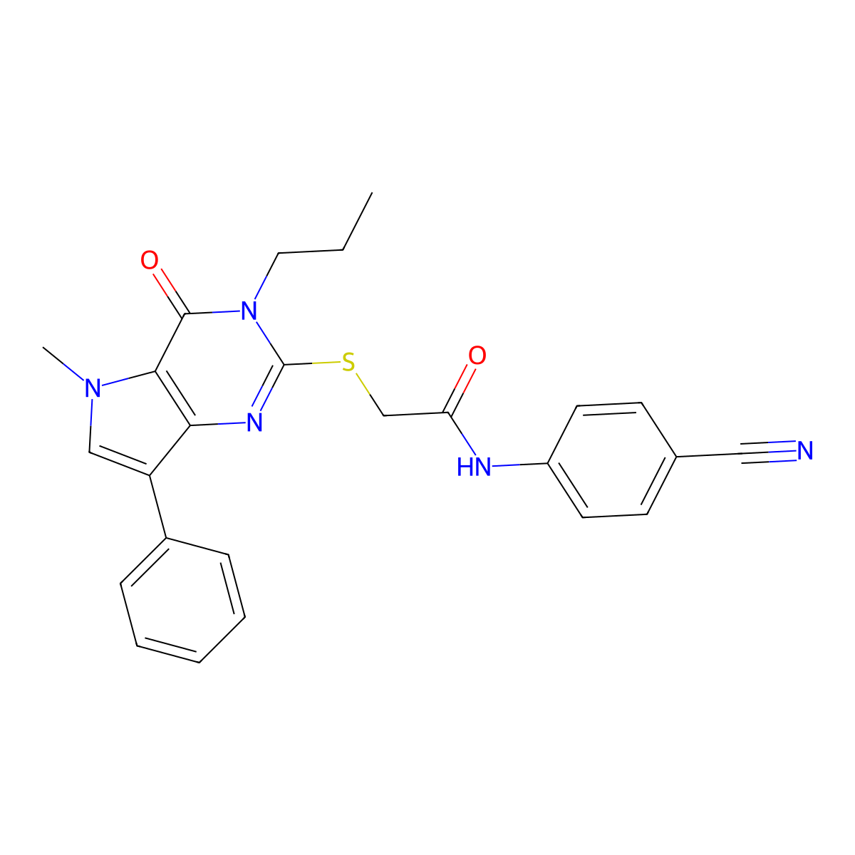 N-(4-cyanophenyl)-2-((5-methyl-4-oxo-7-phenyl-3-propyl-4,5-dihydro-3H-pyrrolo[3,2-d]pyrimidin-2-yl)thio)acetamide molecular structure, CAS 1115457-98-1