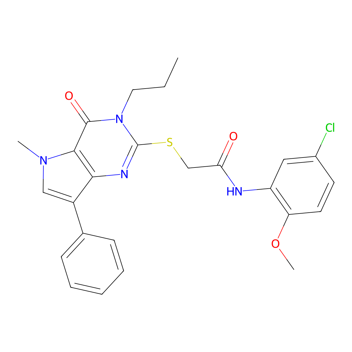 N-(5-chloro-2-methoxyphenyl)-2-((5-methyl-4-oxo-7-phenyl-3-propyl-4,5-dihydro-3H-pyrrolo[3,2-d]pyrimidin-2-yl)thio)acetamide molecular structure, CAS 1115458-01-9