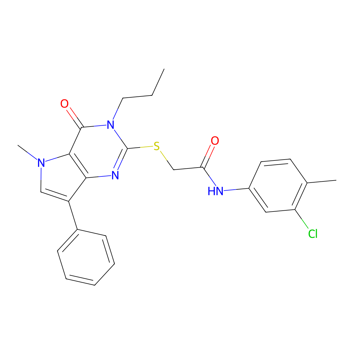 N-(3-chloro-4-methylphenyl)-2-((5-methyl-4-oxo-7-phenyl-3-propyl-4,5-dihydro-3H-pyrrolo[3,2-d]pyrimidin-2-yl)thio)acetamide molecular structure, CAS 1115458-05-3