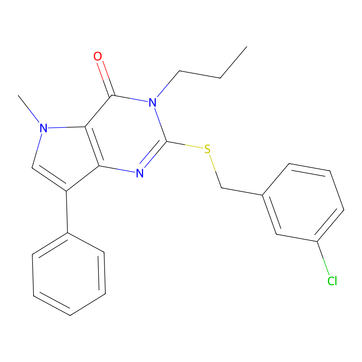 2-((3-chlorobenzyl)thio)-5-methyl-7-phenyl-3-propyl-3H-pyrrolo[3,2-d]pyrimidin-4(5H)-one molecular structure, CAS 1115458-48-4