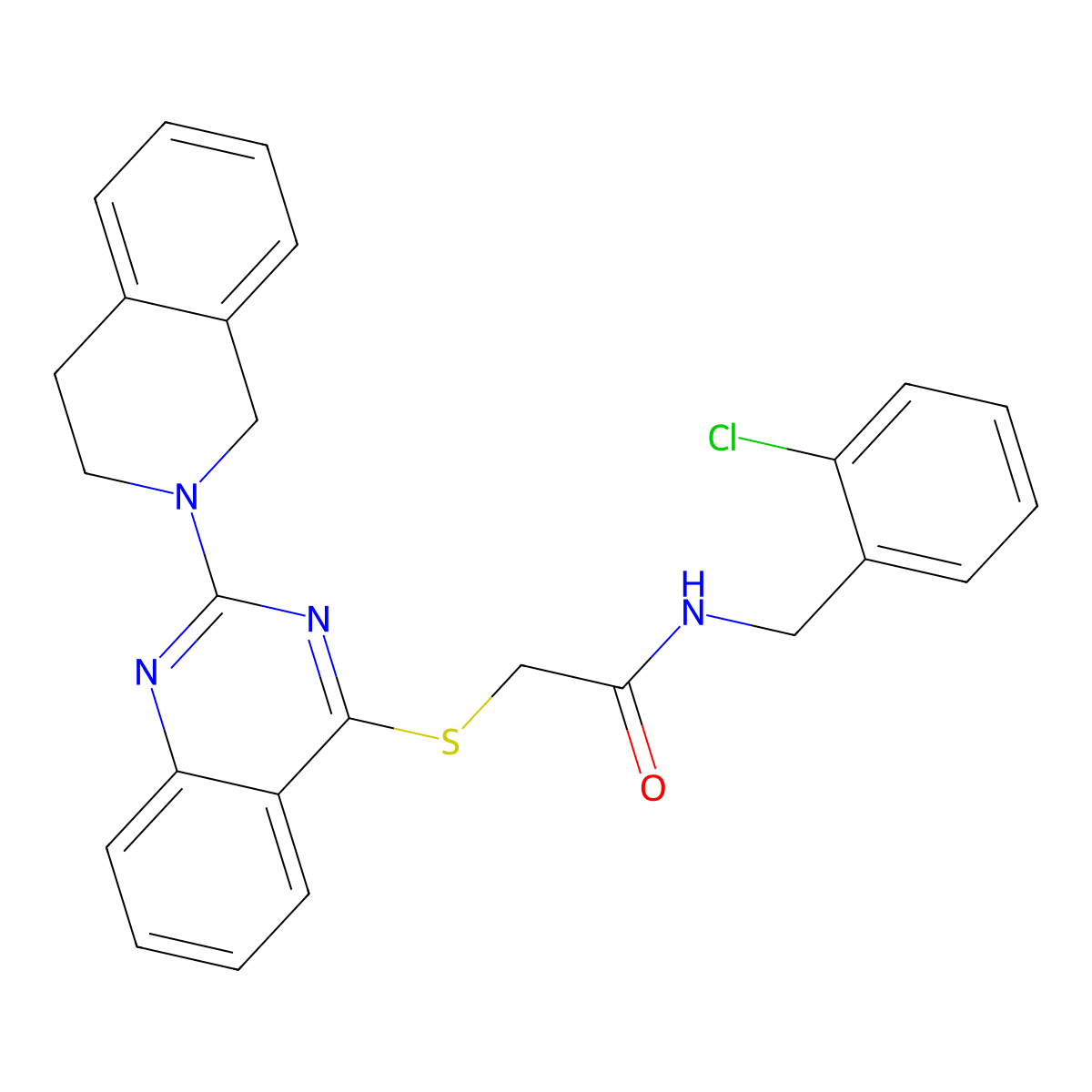 N-(2-chlorobenzyl)-2-((2-(3,4-dihydroisoquinolin-2(1H)-yl)quinazolin-4-yl)thio)acetamide molecular structure, CAS 1115470-18-2