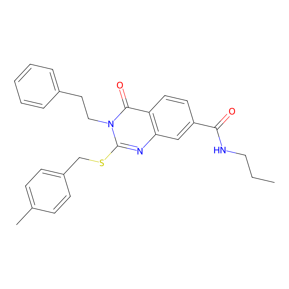 2-((4-methylbenzyl)thio)-4-oxo-3-phenethyl-N-propyl-3,4-dihydroquinazoline-7-carboxamide molecular structure, CAS 1115485-58-9