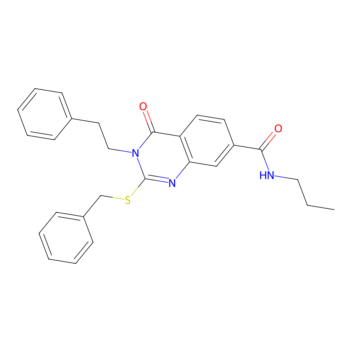 2-(benzylthio)-4-oxo-3-phenethyl-N-propyl-3,4-dihydroquinazoline-7-carboxamide molecular structure, CAS 1115485-61-4