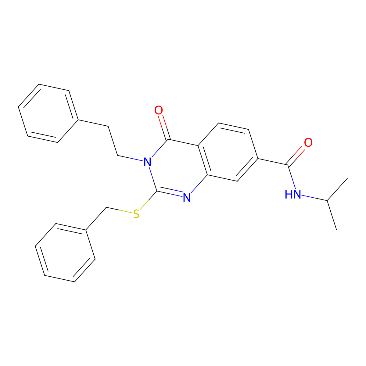 2-(benzylthio)-N-isopropyl-4-oxo-3-phenethyl-3,4-dihydroquinazoline-7-carboxamide molecular structure, CAS 1115485-76-1