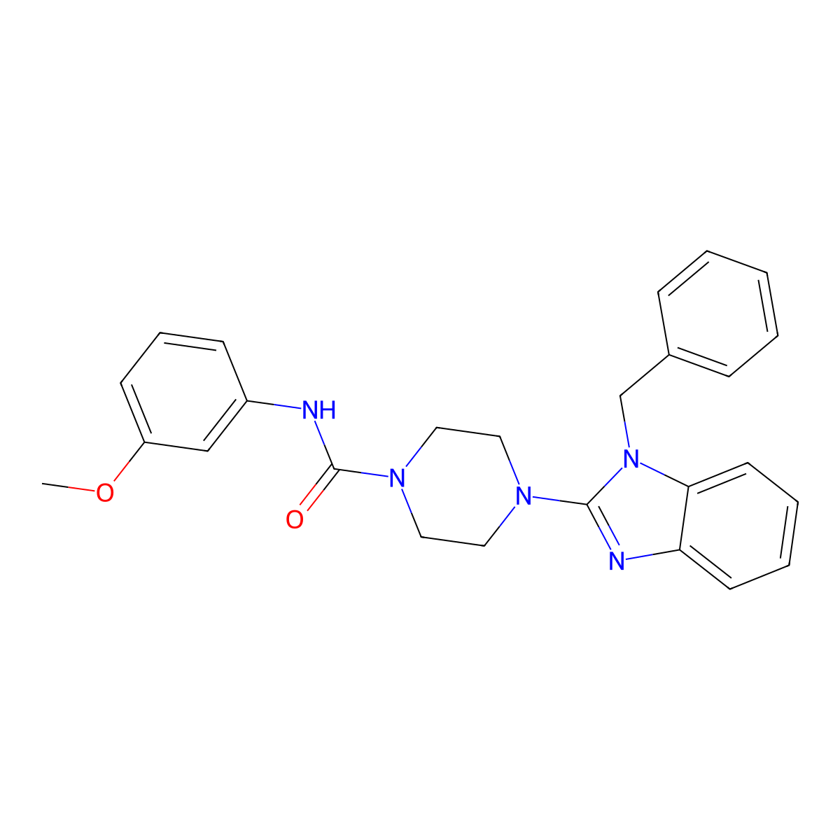 4-(1-benzyl-1H-benzimidazol-2-yl)-N-(3-methoxyphenyl)piperazine-1-carboxamide molecular structure, CAS 1115496-05-3