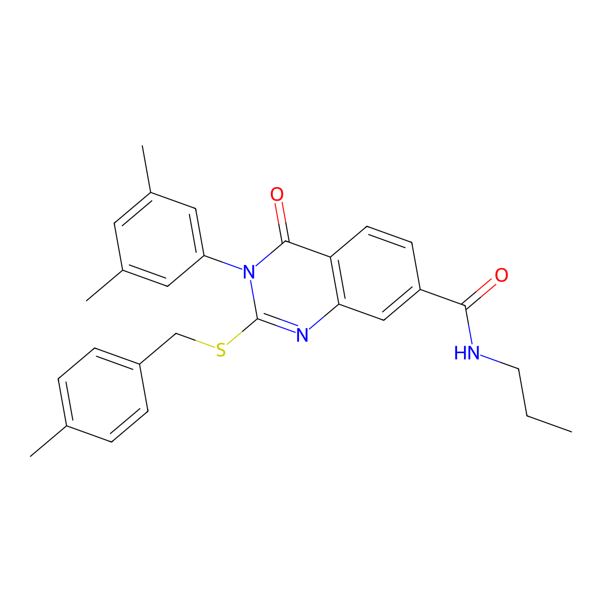 3-(3,5-dimethylphenyl)-2-((4-methylbenzyl)thio)-4-oxo-N-propyl-3,4-dihydroquinazoline-7-carboxamide molecular structure, CAS 1115507-13-5