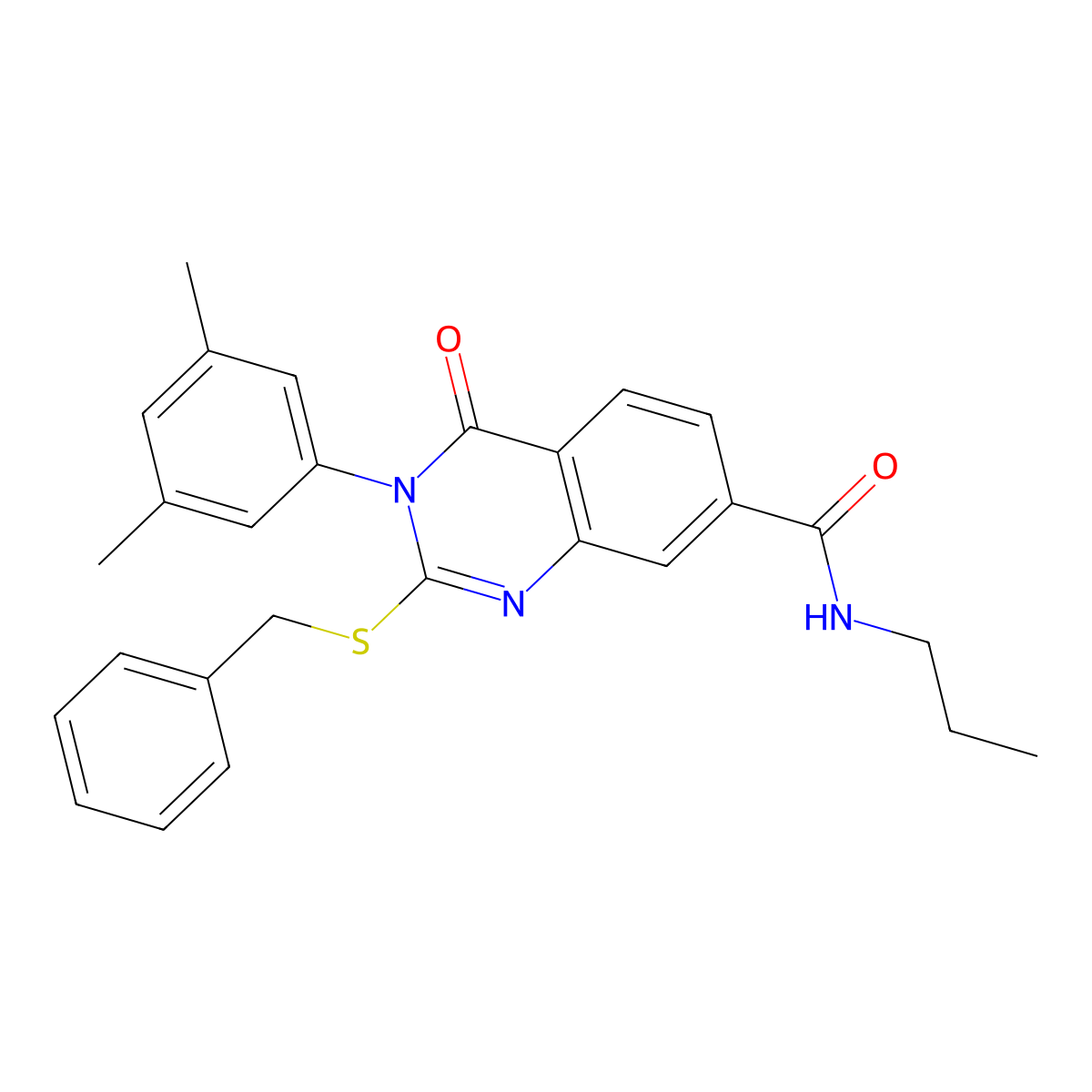 2-(benzylsulfanyl)-3-(3,5-dimethylphenyl)-4-oxo-N-propyl-3,4-dihydroquinazoline-7-carboxamide molecular structure, CAS 1115507-18-0