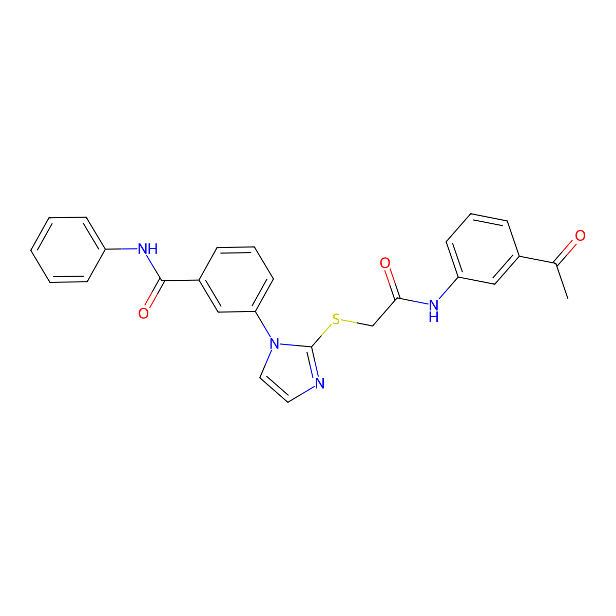 3-[2-({[(3-acetylphenyl)carbamoyl]methyl}sulfanyl)-1H-imidazol-1-yl]-N-phenylbenzamide molecular structure, CAS 1115514-38-9