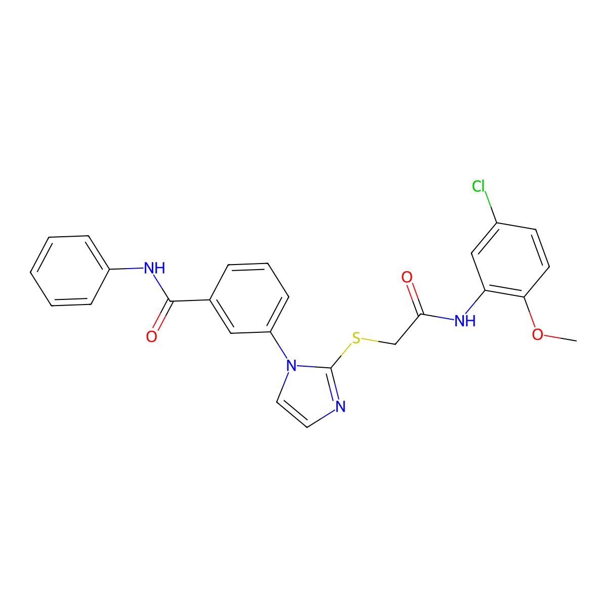 3-[2-({[(5-chloro-2-methoxyphenyl)carbamoyl]methyl}sulfanyl)-1H-imidazol-1-yl]-N-phenylbenzamide molecular structure, CAS 1115514-45-8