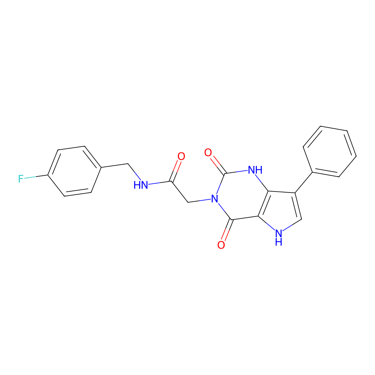 2-(2,4-dioxo-7-phenyl-1H-pyrrolo[3,2-d]pyrimidin-3(2H,4H,5H)-yl)-N-(4-fluorobenzyl)acetamide molecular structure, CAS 1115514-49-2