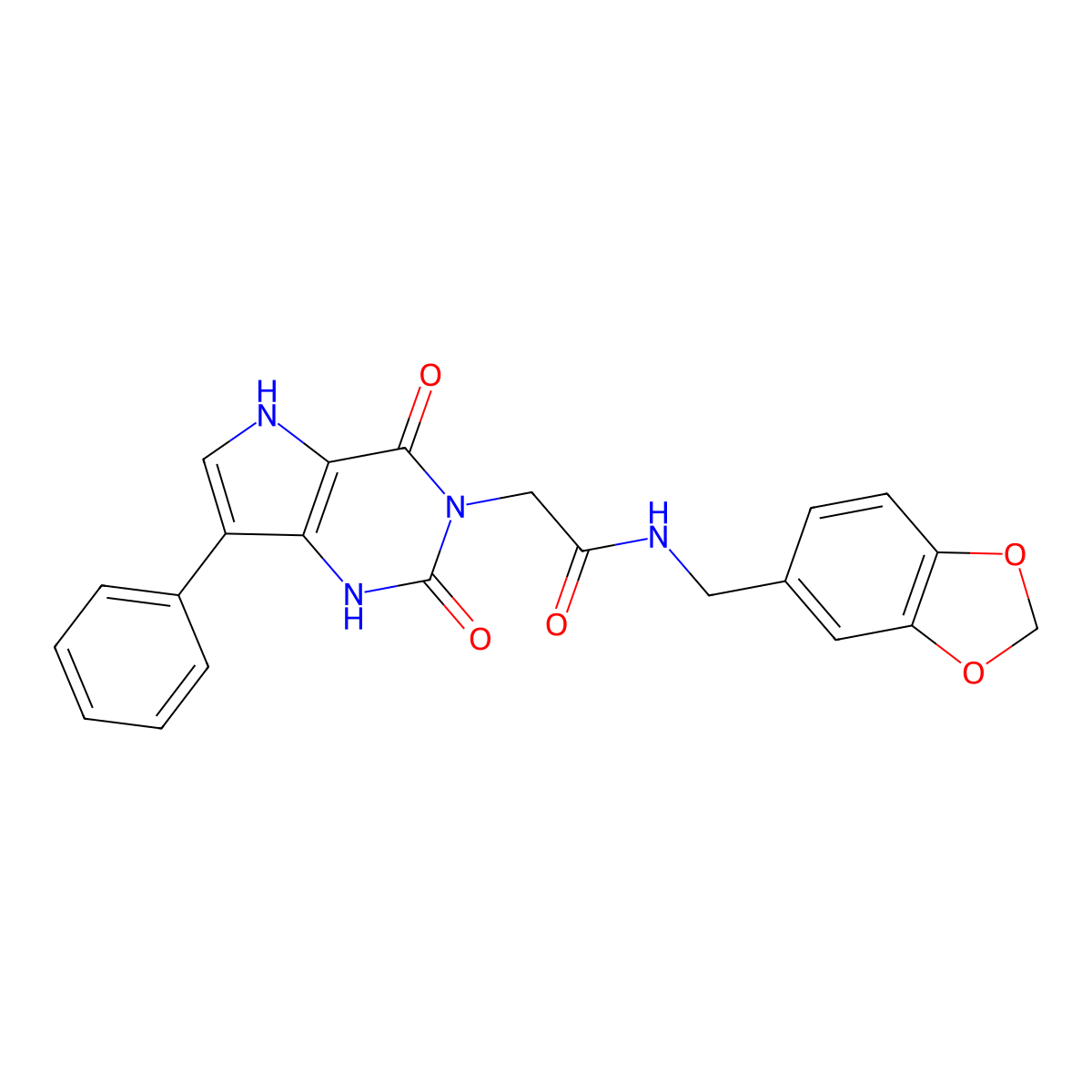 N-(1,3-benzodioxol-5-ylmethyl)-2-(2,4-dioxo-7-phenyl-1,2,4,5-tetrahydro-3H-pyrrolo[3,2-d]pyrimidin-3-yl)acetamide molecular structure, CAS 1115514-53-8