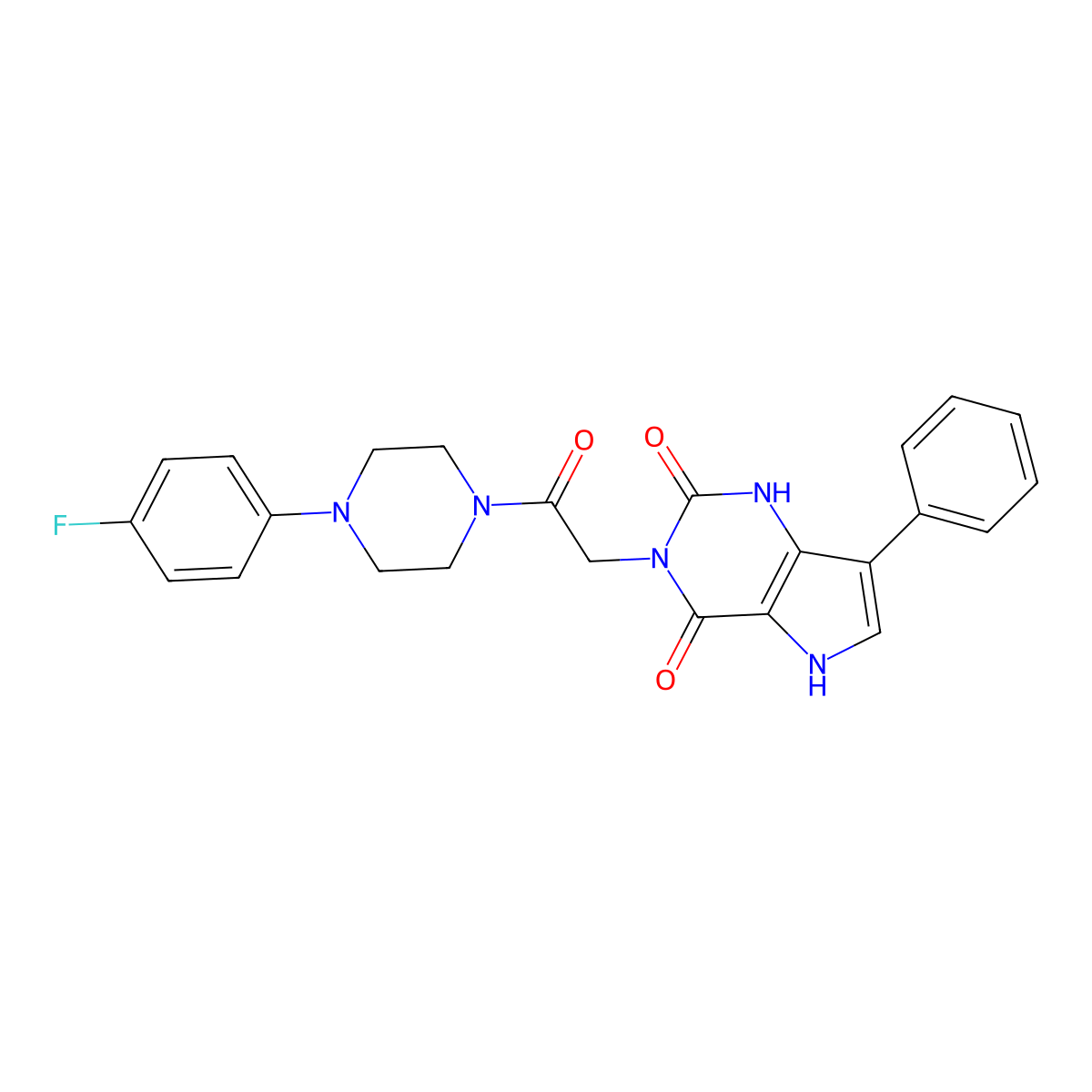 3-(2-(4-(4-fluorophenyl)piperazin-1-yl)-2-oxoethyl)-7-phenyl-1H-pyrrolo[3,2-d]pyrimidine-2,4(3H,5H)-dione molecular structure, CAS 1115514-55-0