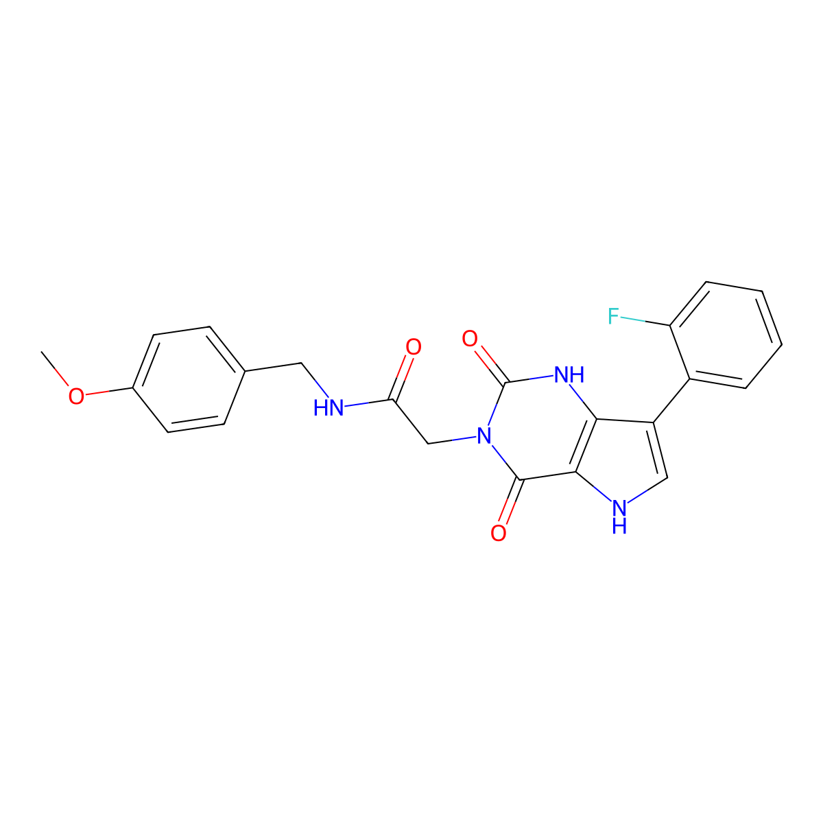 2-(7-(2-fluorophenyl)-2,4-dioxo-1H-pyrrolo[3,2-d]pyrimidin-3(2H,4H,5H)-yl)-N-(4-methoxybenzyl)acetamide molecular structure, CAS 1115514-86-7