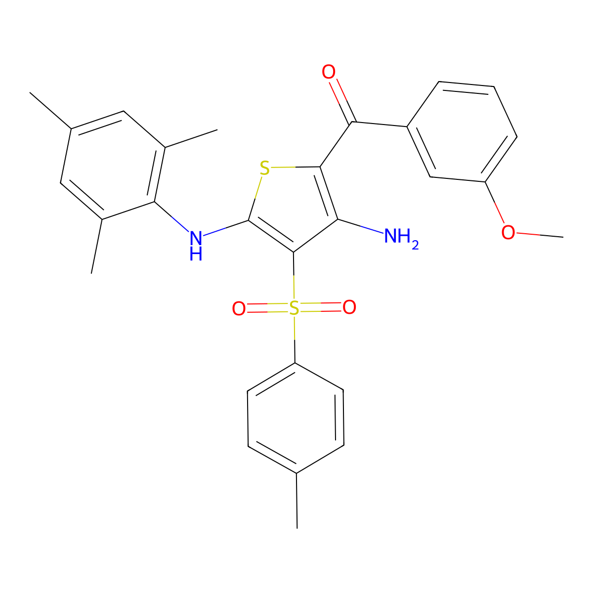 (3-Amino-5-(mesitylamino)-4-tosylthiophen-2-yl)(3-methoxyphenyl)methanone molecular structure, CAS 1115520-04-1