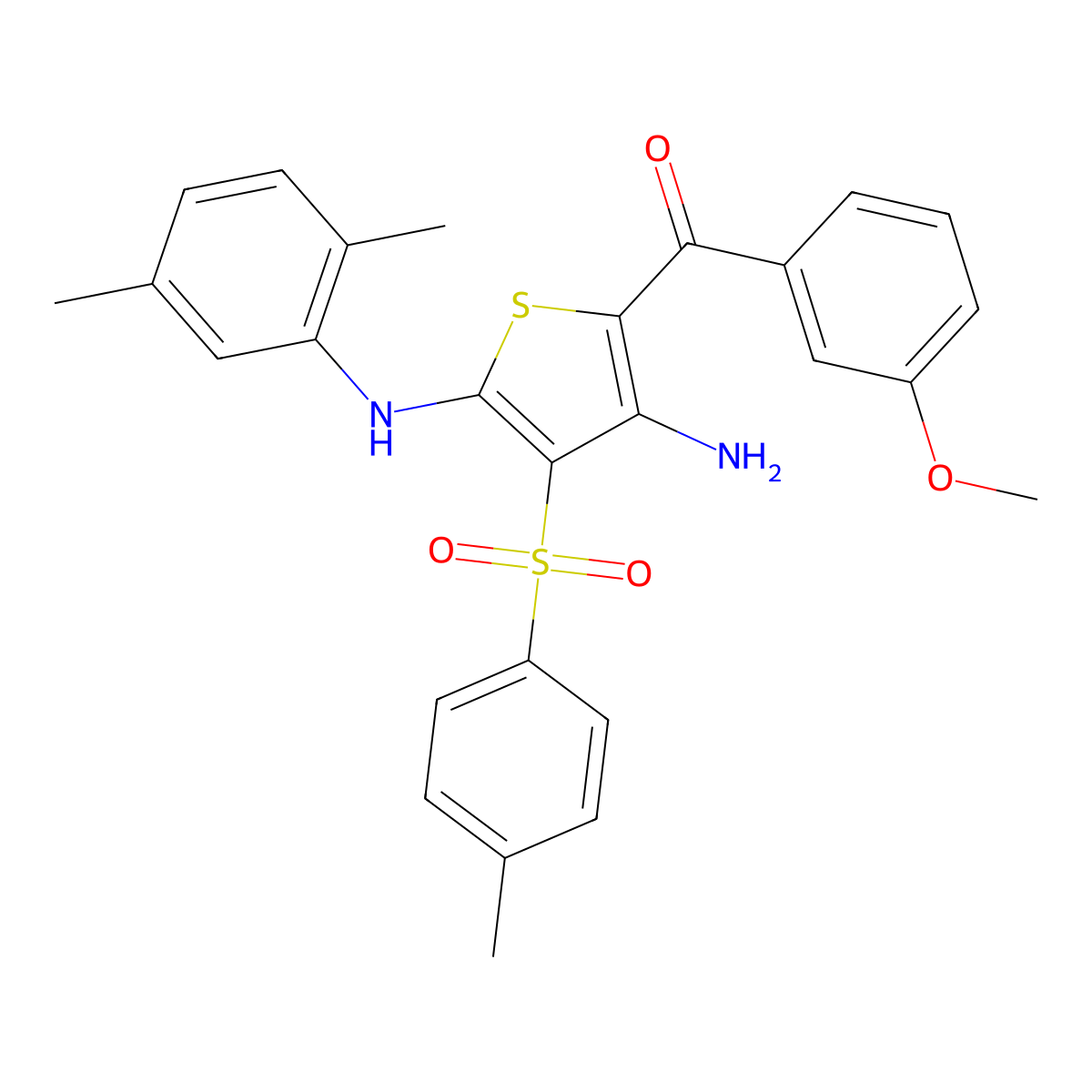 (3-Amino-5-((2,5-dimethylphenyl)amino)-4-tosylthiophen-2-yl)(3-methoxyphenyl)methanone molecular structure, CAS 1115520-33-6