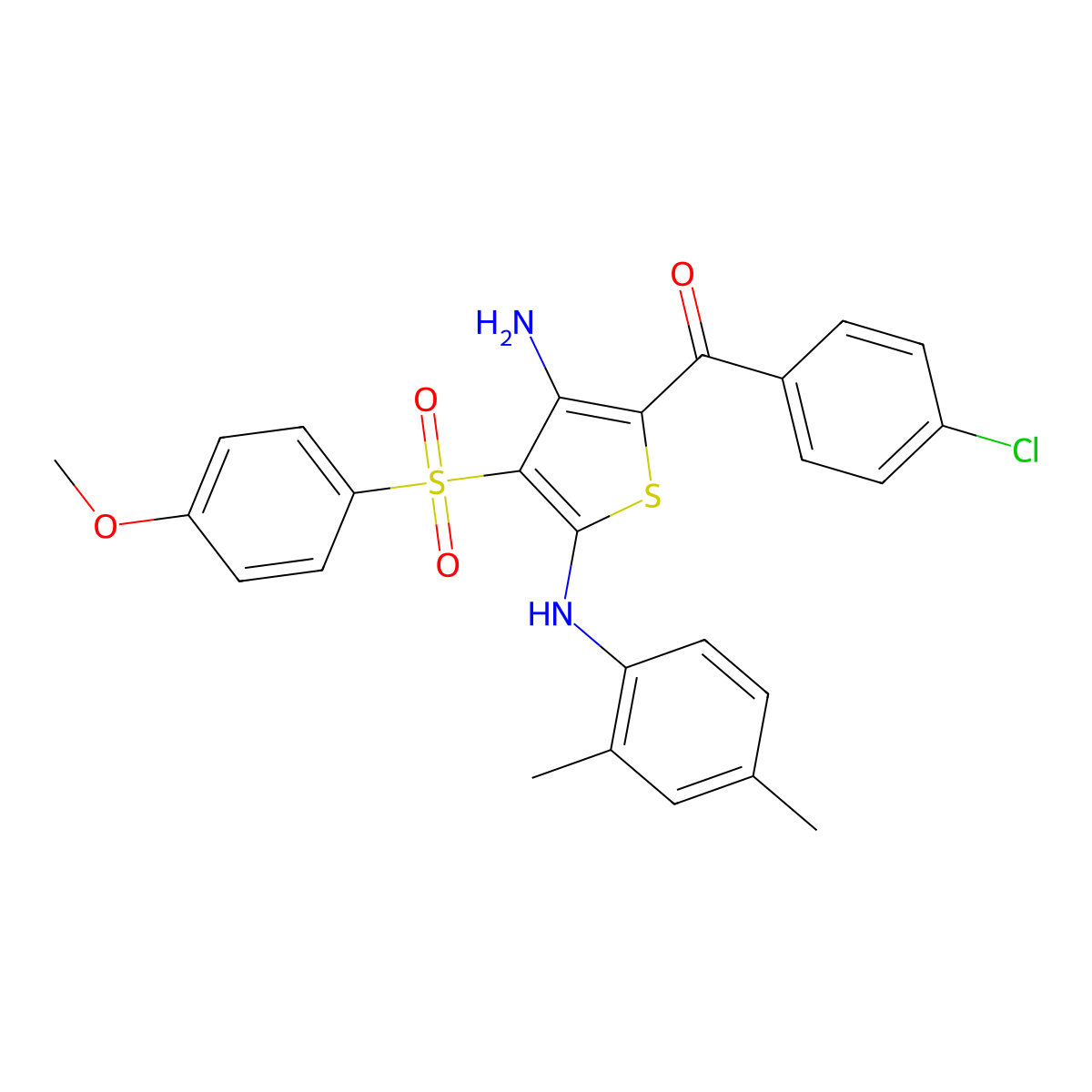 5-(4-chlorobenzoyl)-N2-(2,4-dimethylphenyl)-3-(4-methoxybenzenesulfonyl)thiophene-2,4-diamine molecular structure, CAS 1115520-67-6