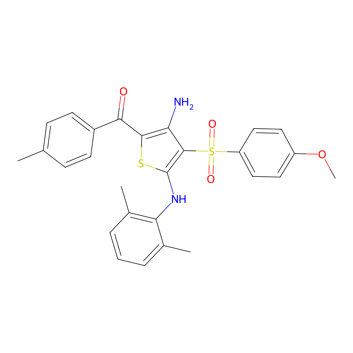 N2-(2,6-dimethylphenyl)-3-(4-methoxybenzenesulfonyl)-5-(4-methylbenzoyl)thiophene-2,4-diamine molecular structure, CAS 1115520-73-4