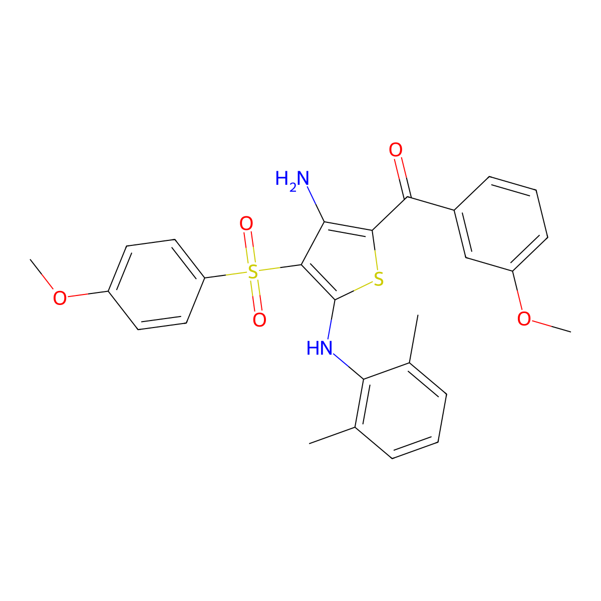 N2-(2,6-dimethylphenyl)-5-(3-methoxybenzoyl)-3-(4-methoxybenzenesulfonyl)thiophene-2,4-diamine molecular structure, CAS 1115520-76-7