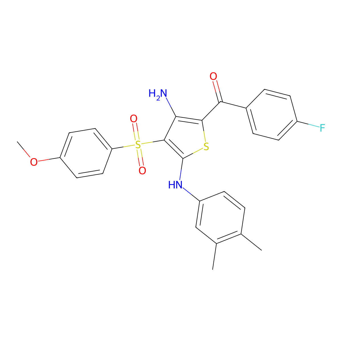 N2-(3,4-dimethylphenyl)-5-(4-fluorobenzoyl)-3-(4-methoxybenzenesulfonyl)thiophene-2,4-diamine molecular structure, CAS 1115520-79-0