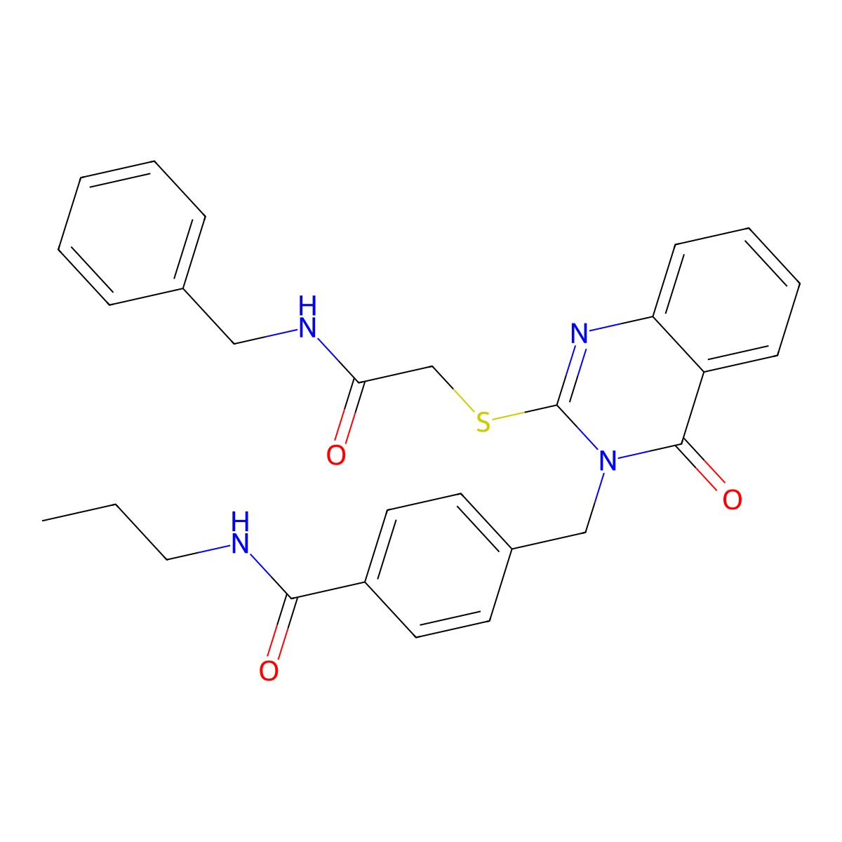 4-((2-((2-(benzylamino)-2-oxoethyl)thio)-4-oxoquinazolin-3(4H)-yl)methyl)-N-propylbenzamide molecular structure, CAS 1115521-44-2