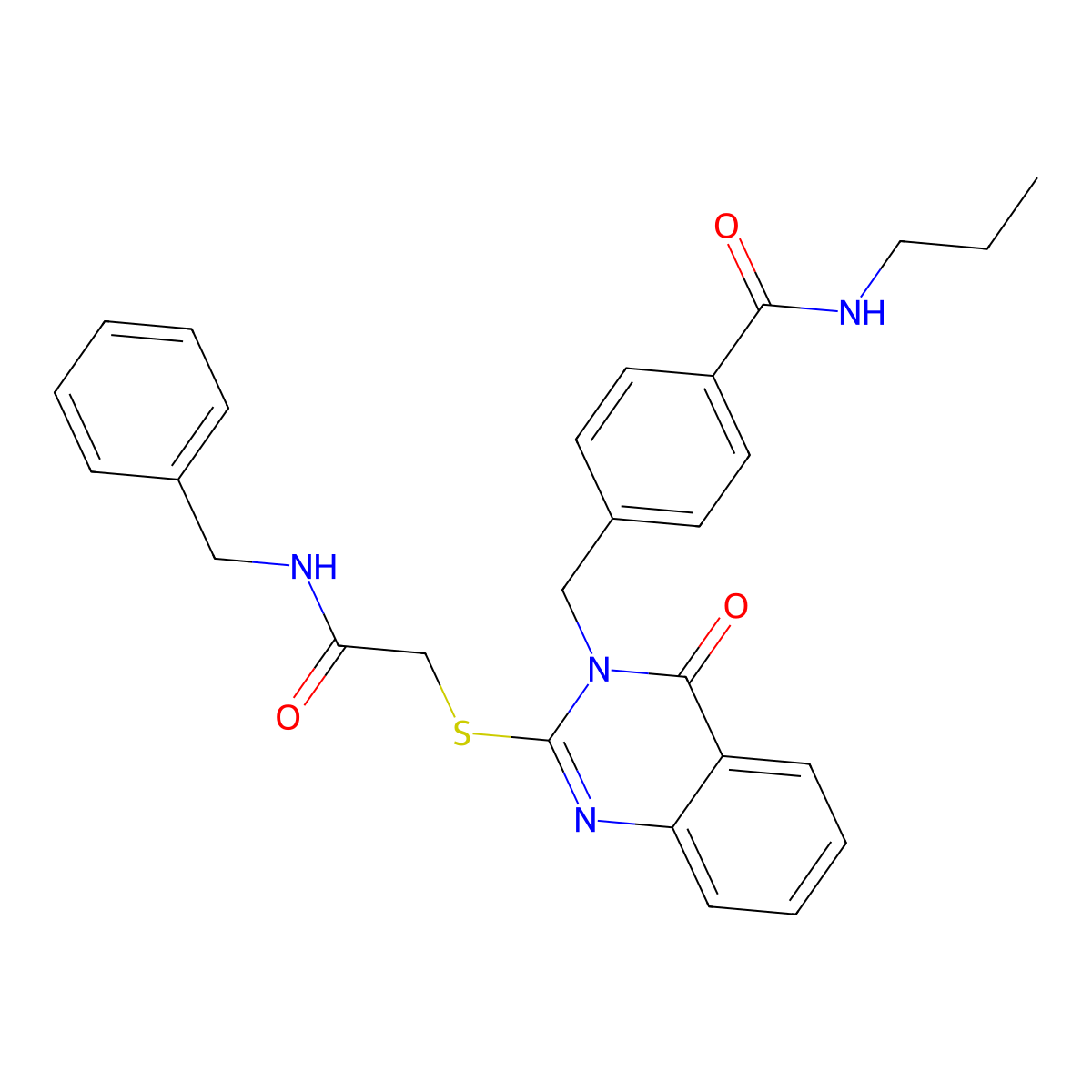 4-((2-((2-(benzylamino)-2-oxoethyl)thio)-4-oxoquinazolin-3(4H)-yl)methyl)-N-propylbenzamide molecular structure, CAS 1115521-44-2
