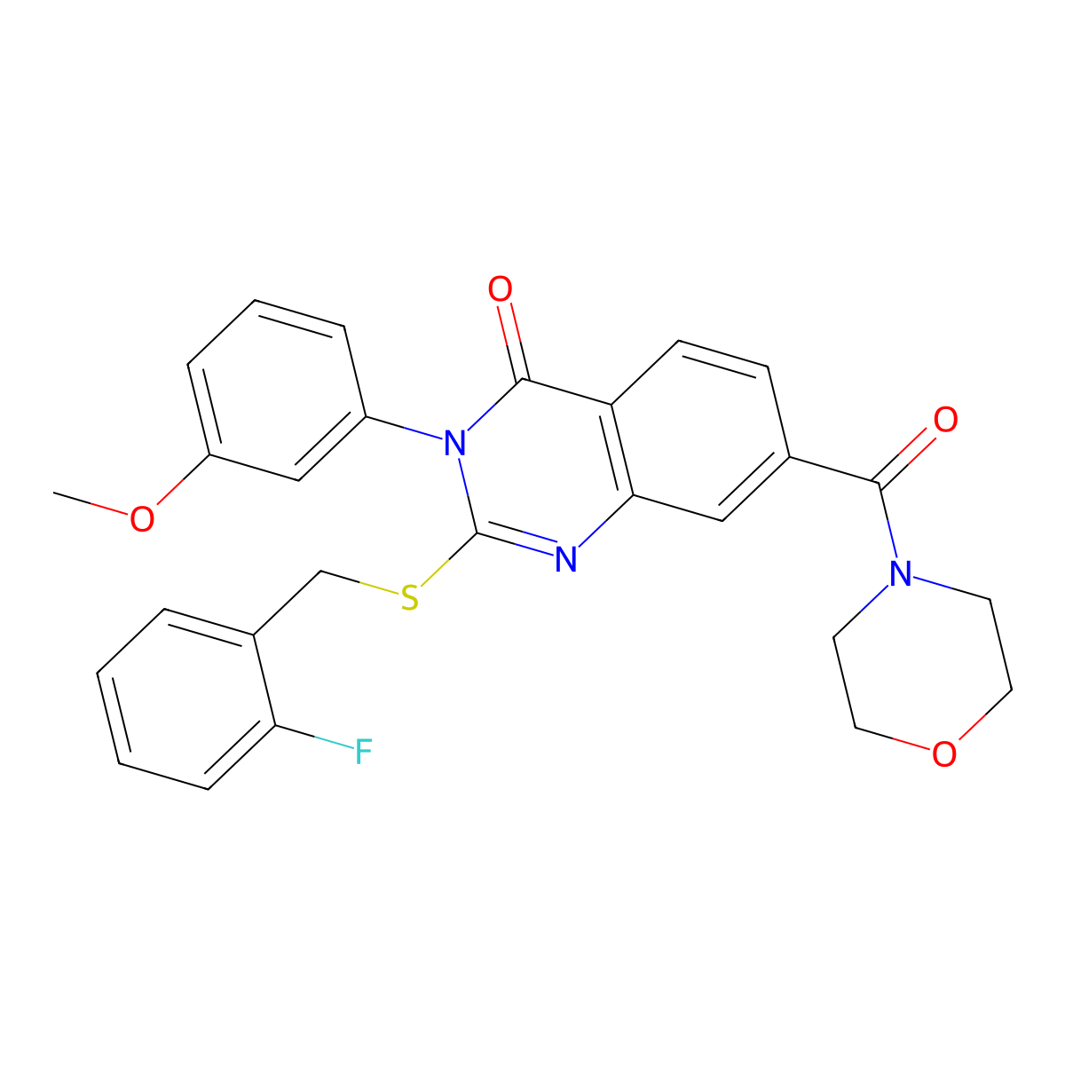 2-((2-fluorobenzyl)thio)-3-(3-methoxyphenyl)-7-(morpholine-4-carbonyl)quinazolin-4(3H)-one molecular structure, CAS 1115526-00-5