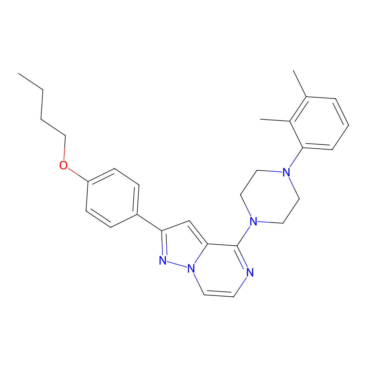 1-[2-(4-Butoxyphenyl)pyrazolo[1,5-a]pyrazin-4-yl]-4-(2,3-dimethylphenyl)piperazine molecular structure, CAS 1115530-97-6