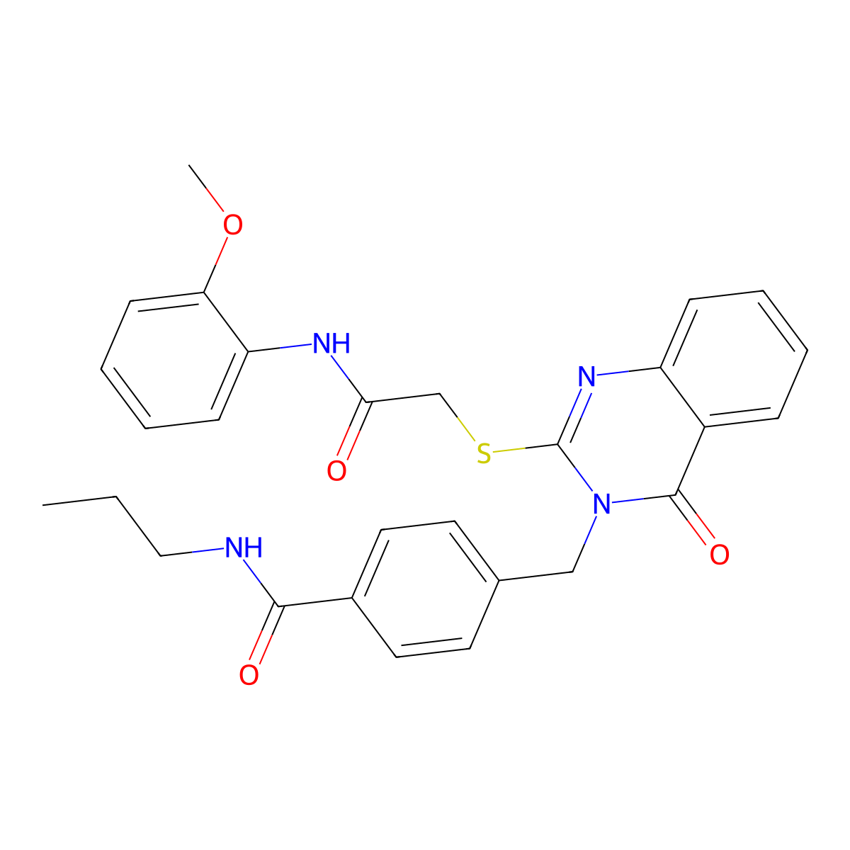 4-((2-((2-((2-methoxyphenyl)amino)-2-oxoethyl)thio)-4-oxoquinazolin-3(4H)-yl)methyl)-N-propylbenzamide molecular structure, CAS 1115549-06-8