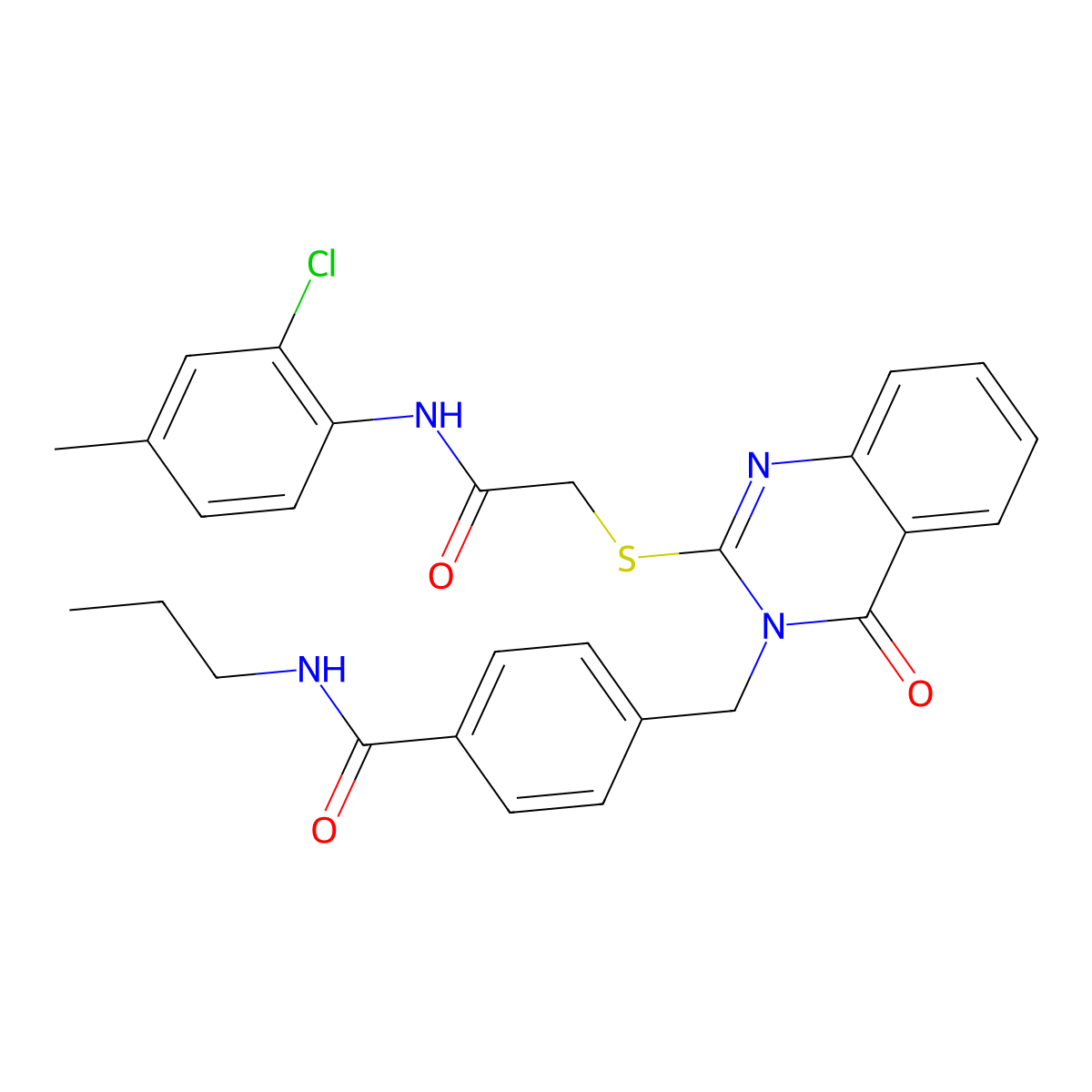 4-((2-((2-((2-chloro-4-methylphenyl)amino)-2-oxoethyl)thio)-4-oxoquinazolin-3(4H)-yl)methyl)-N-propylbenzamide molecular structure, CAS 1115549-16-0