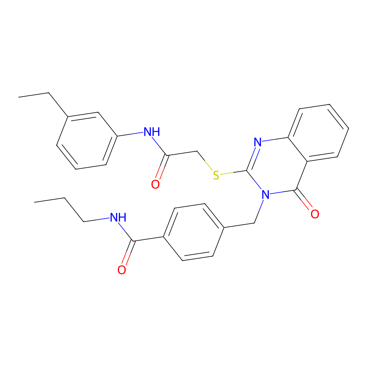 4-{[2-({[(3-ethylphenyl)carbamoyl]methyl}sulfanyl)-4-oxo-3,4-dihydroquinazolin-3-yl]methyl}-N-propylbenzamide molecular structure, CAS 1115549-18-2