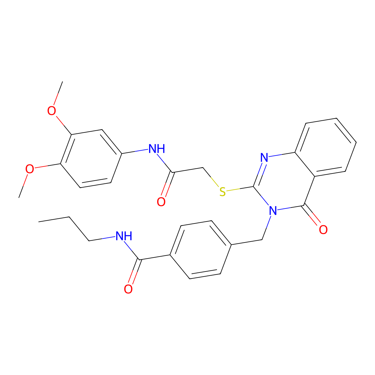 4-{[2-({[(3,4-dimethoxyphenyl)carbamoyl]methyl}sulfanyl)-4-oxo-3,4-dihydroquinazolin-3-yl]methyl}-N-propylbenzamide molecular structure, CAS 1115549-22-8