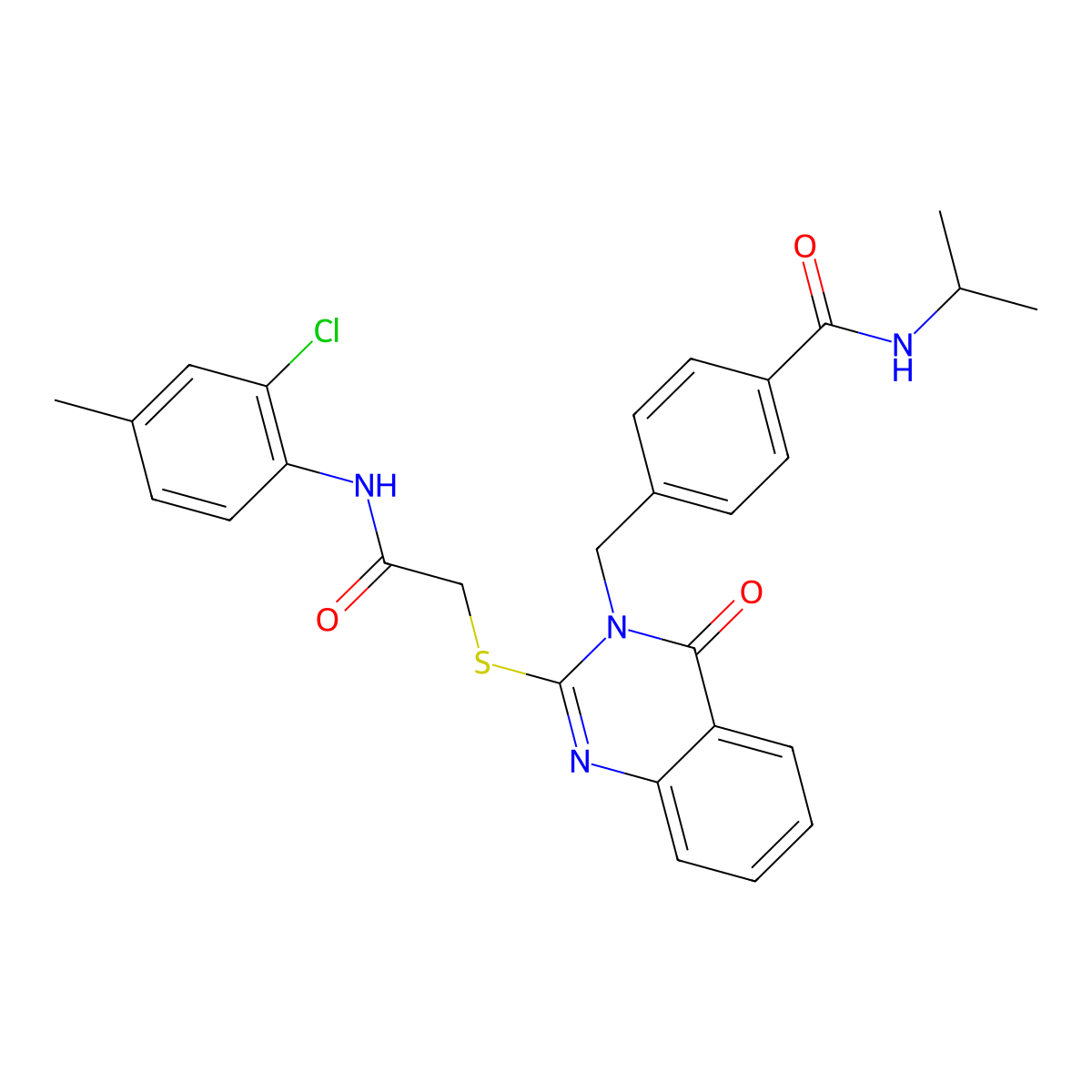 4-((2-((2-((2-chloro-4-methylphenyl)amino)-2-oxoethyl)thio)-4-oxoquinazolin-3(4H)-yl)methyl)-N-isopropylbenzamide molecular structure, CAS 1115549-42-2