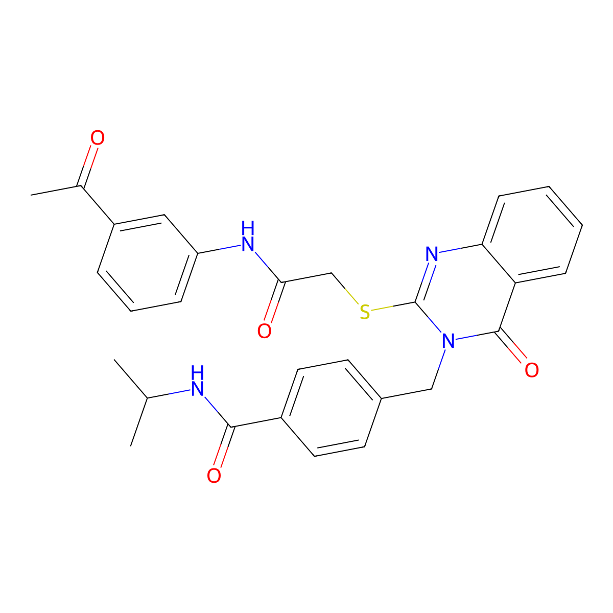 4-((2-((2-((3-acetylphenyl)amino)-2-oxoethyl)thio)-4-oxoquinazolin-3(4H)-yl)methyl)-N-isopropylbenzamide molecular structure, CAS 1115549-49-9