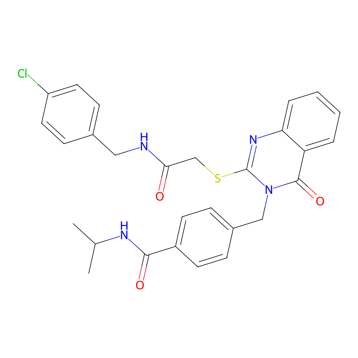 4-((2-((2-((4-chlorobenzyl)amino)-2-oxoethyl)thio)-4-oxoquinazolin-3(4H)-yl)methyl)-N-isopropylbenzamide molecular structure, CAS 1115549-50-2