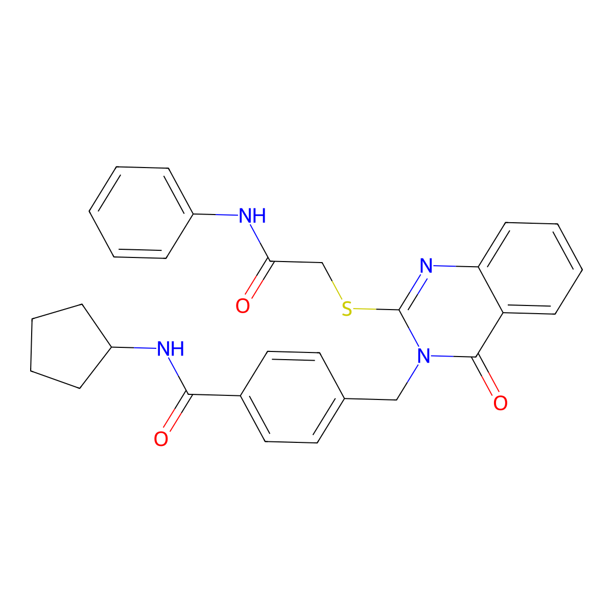 4-{[2-[(2-anilino-2-oxoethyl)thio]-4-oxoquinazolin-3(4H)-yl]methyl}-N-cyclopentylbenzamide molecular structure, CAS 1115549-86-4