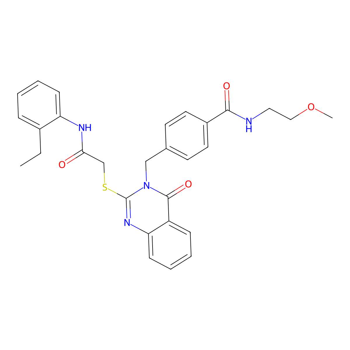 4-((2-((2-((2-ethylphenyl)amino)-2-oxoethyl)thio)-4-oxoquinazolin-3(4H)-yl)methyl)-N-(2-methoxyethyl)benzamide molecular structure, CAS 1115550-11-2