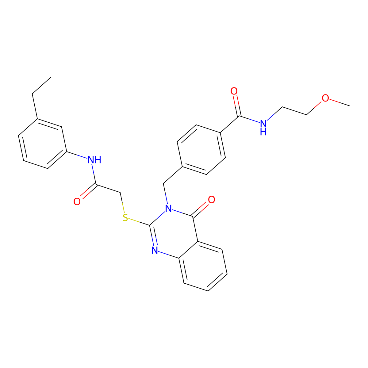 4-{[2-({[(3-ethylphenyl)carbamoyl]methyl}sulfanyl)-4-oxo-3,4-dihydroquinazolin-3-yl]methyl}-N-(2-methoxyethyl)benzamide molecular structure, CAS 1115550-17-8