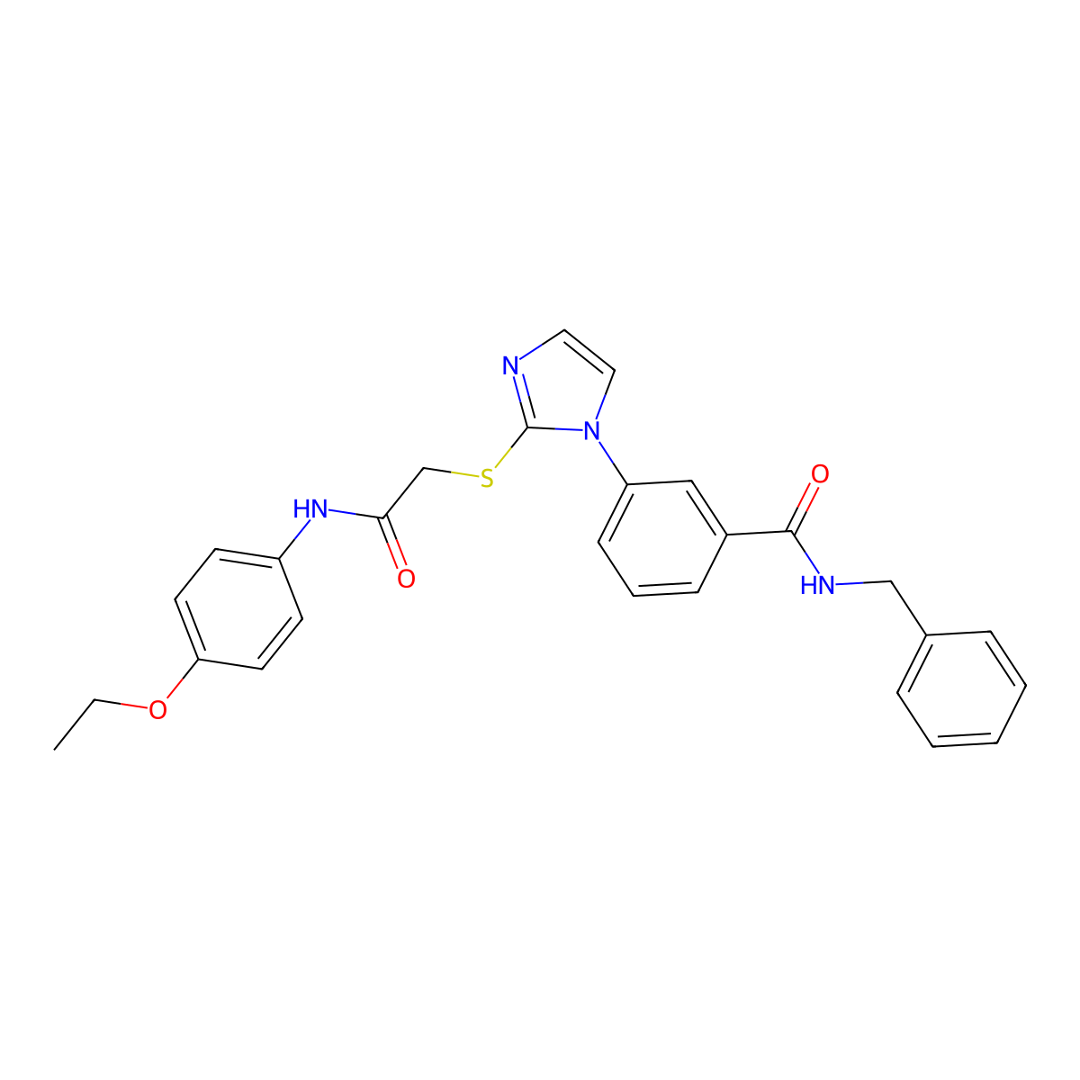 N-benzyl-3-[2-({[(4-ethoxyphenyl)carbamoyl]methyl}sulfanyl)-1H-imidazol-1-yl]benzamide molecular structure, CAS 1115555-38-8