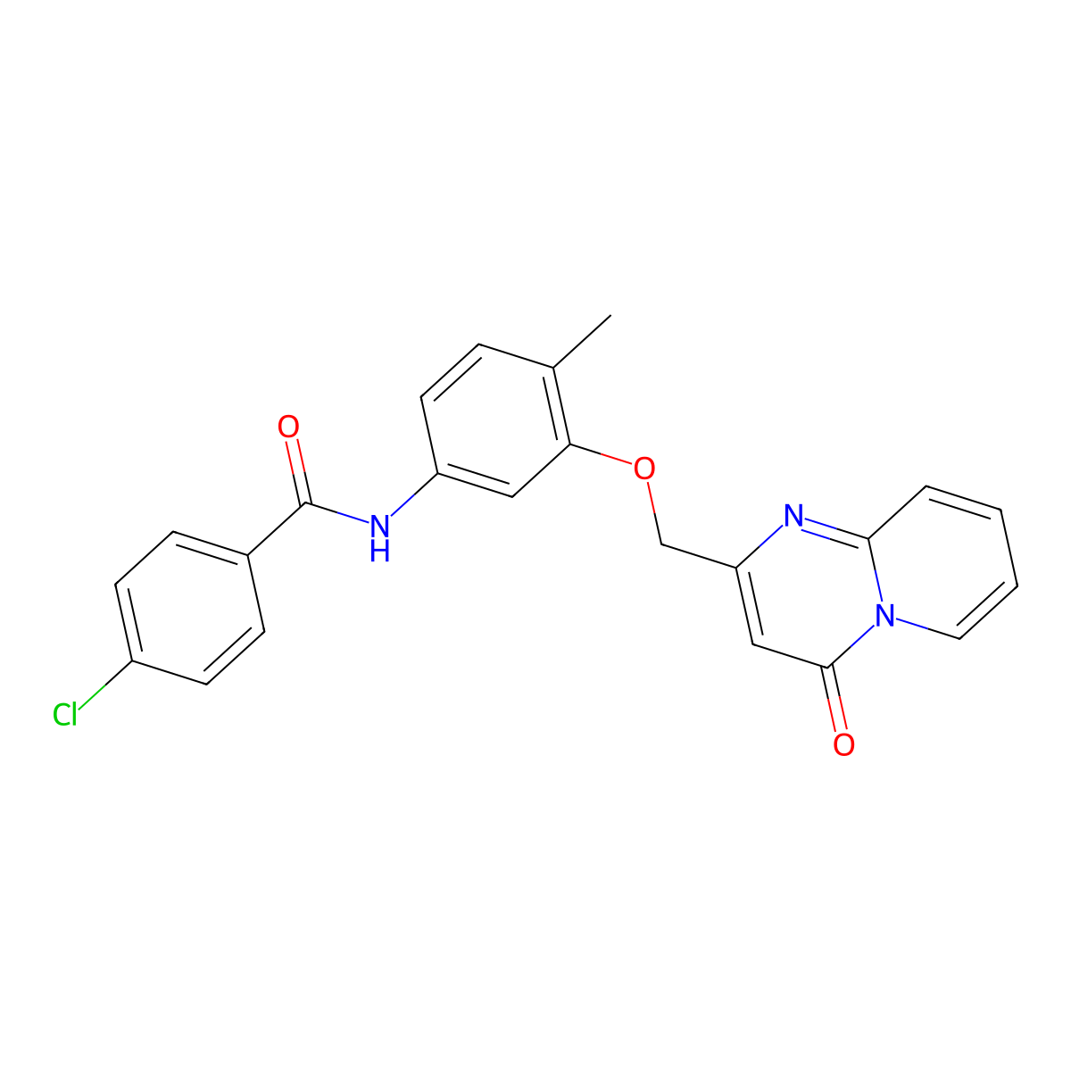 4-Chloro-N-[4-methyl-3-({4-oxo-4H-pyrido[1,2-A]pyrimidin-2-YL}methoxy)phenyl]benzamide molecular structure, CAS 1115556-54-1