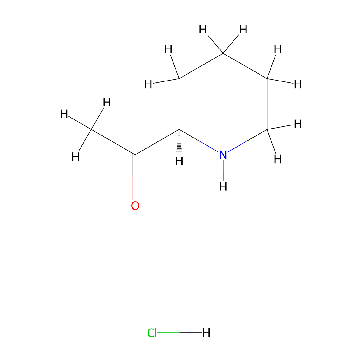 1-[(2R)-piperidin-2-yl]ethan-1-one hydrochloride molecular structure, CAS 111556-21-9