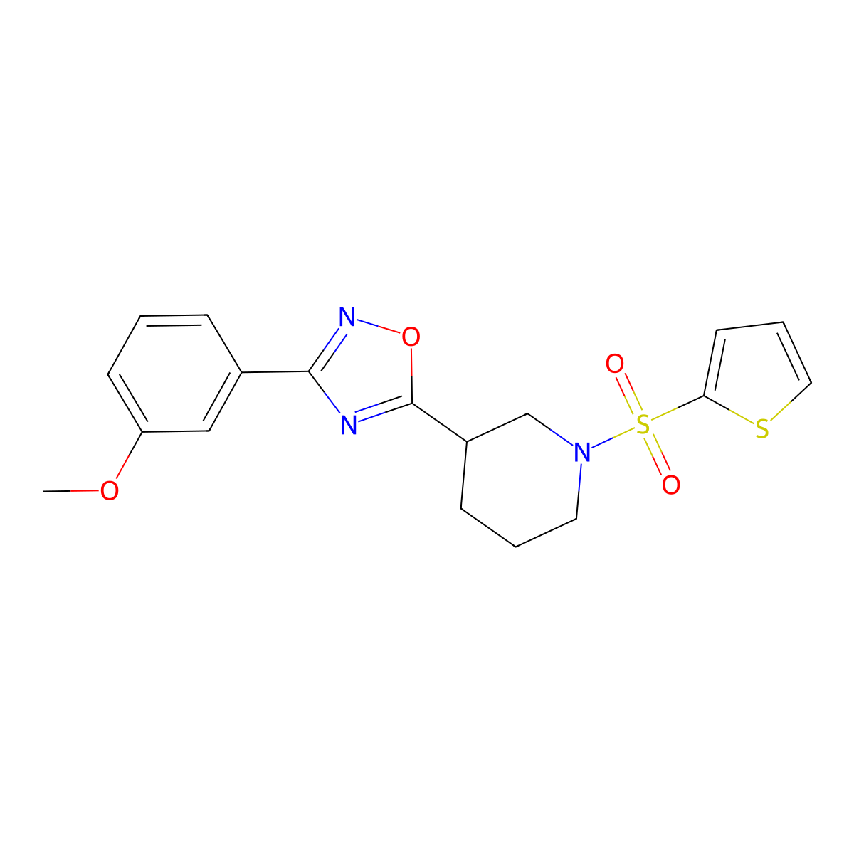 3-(3-Methoxyphenyl)-5-(1-(thiophen-2-ylsulfonyl)piperidin-3-yl)-1,2,4-oxadiazole molecular structure, CAS 1115562-16-7