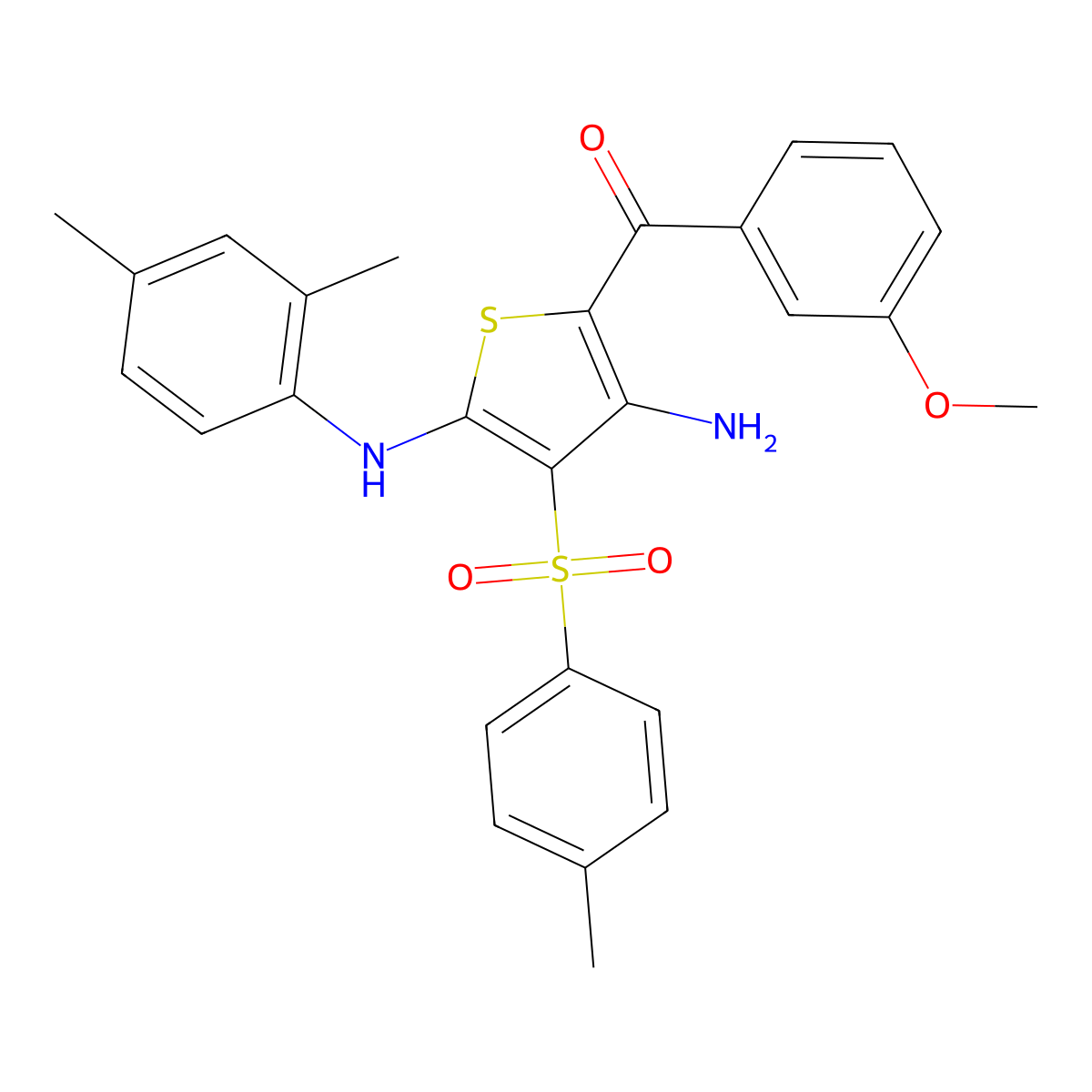 (3-Amino-5-((2,4-dimethylphenyl)amino)-4-tosylthiophen-2-yl)(3-methoxyphenyl)methanone molecular structure, CAS 1115562-72-5