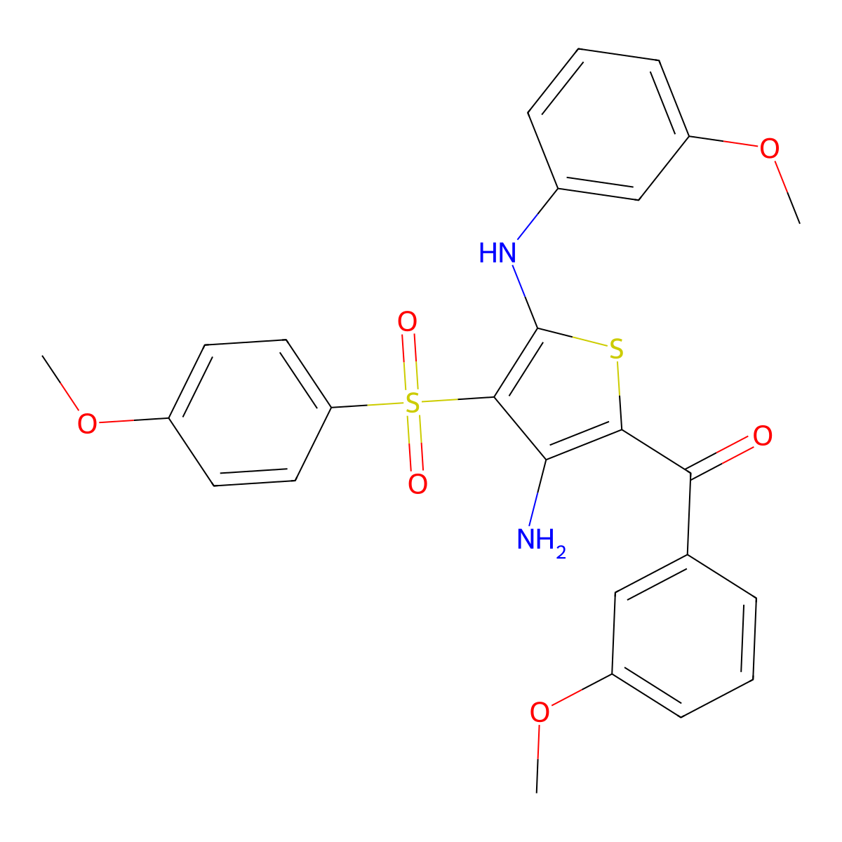 5-(3-methoxybenzoyl)-3-(4-methoxybenzenesulfonyl)-N2-(3-methoxyphenyl)thiophene-2,4-diamine molecular structure, CAS 1115562-80-5